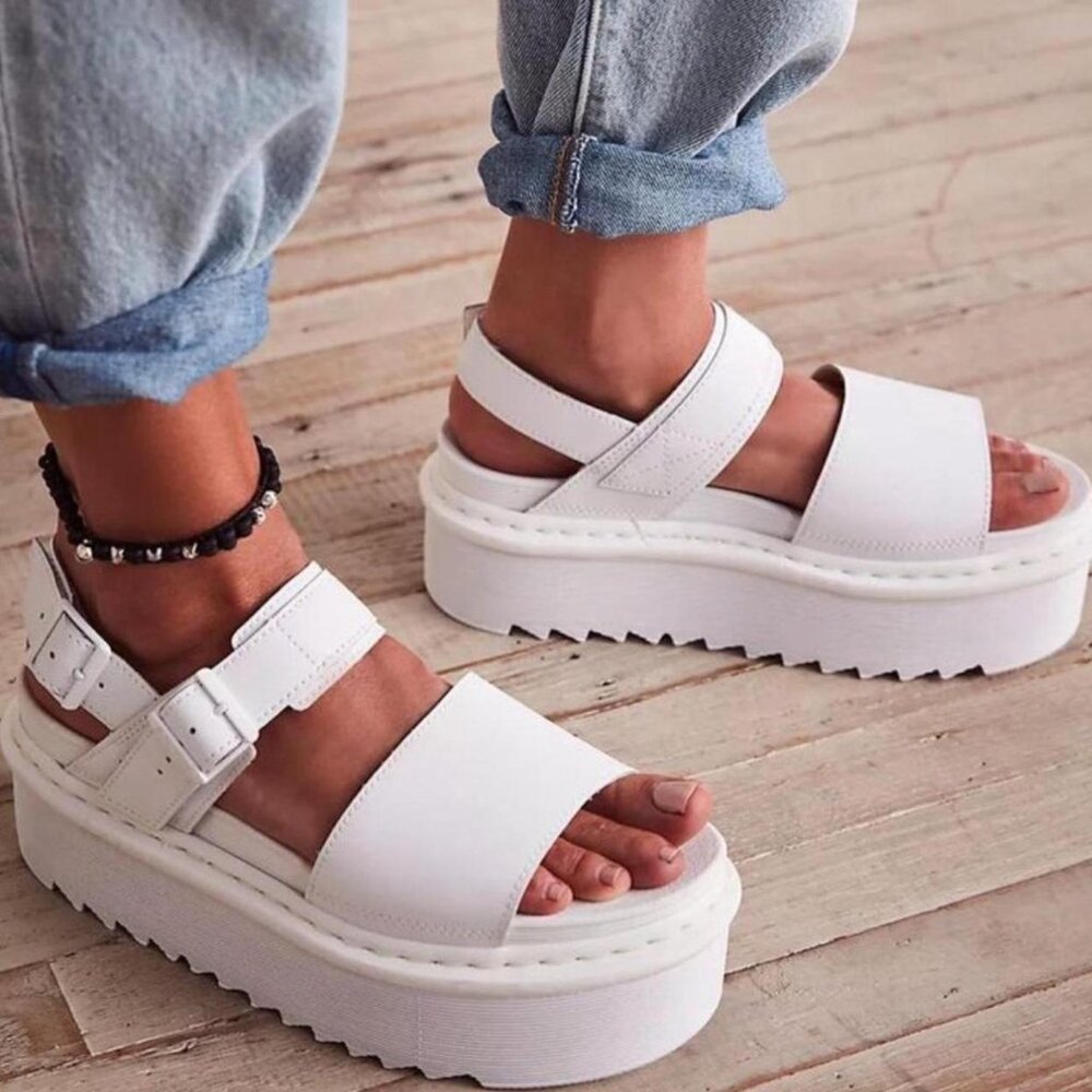 Women's Dr. Martens Voss Quad White Platform Sandals US 10